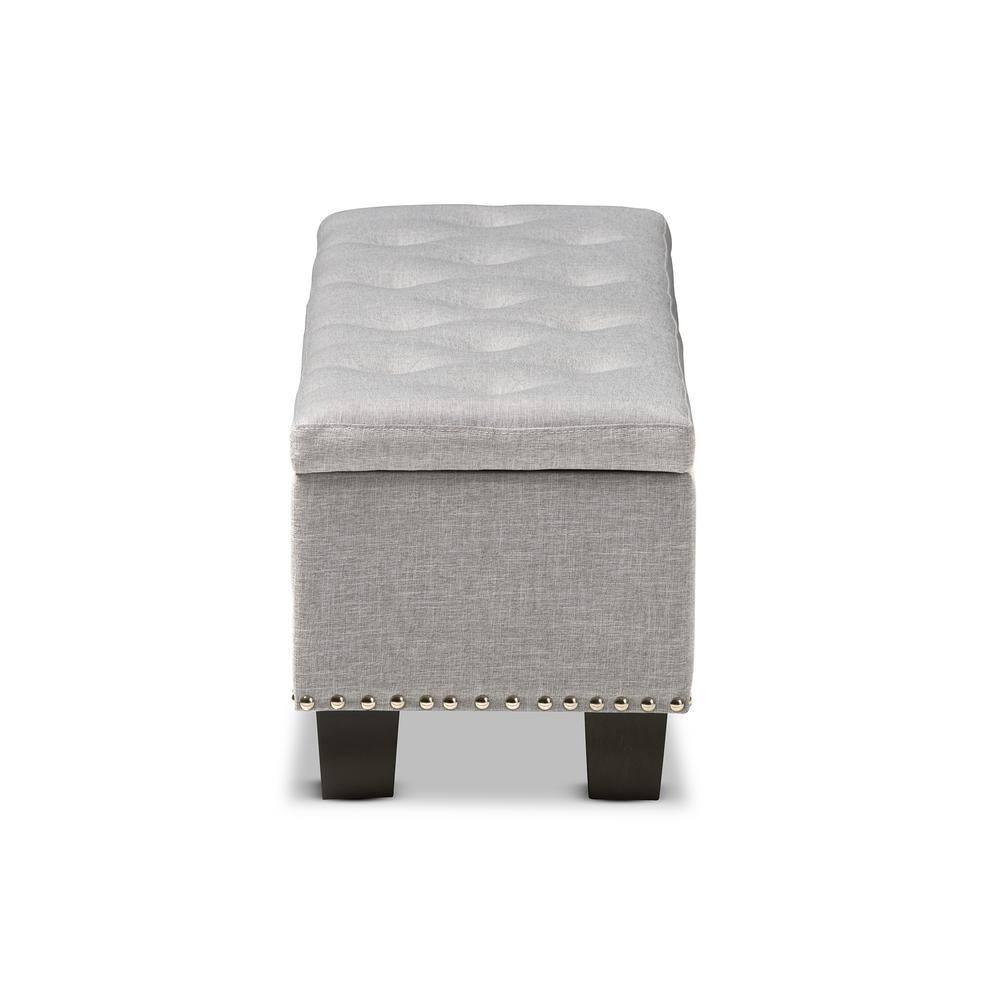 Hannah Modern and Contemporary Fabric Upholstered Button - Tufting Storage Ottoman Bench - Grayish Beige - Baxton Studio