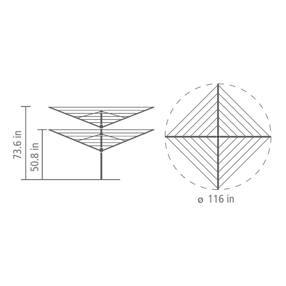 Anthracite Height Adjustable Steel Outdoor Rotary Clothesline with Cover and Clothespins