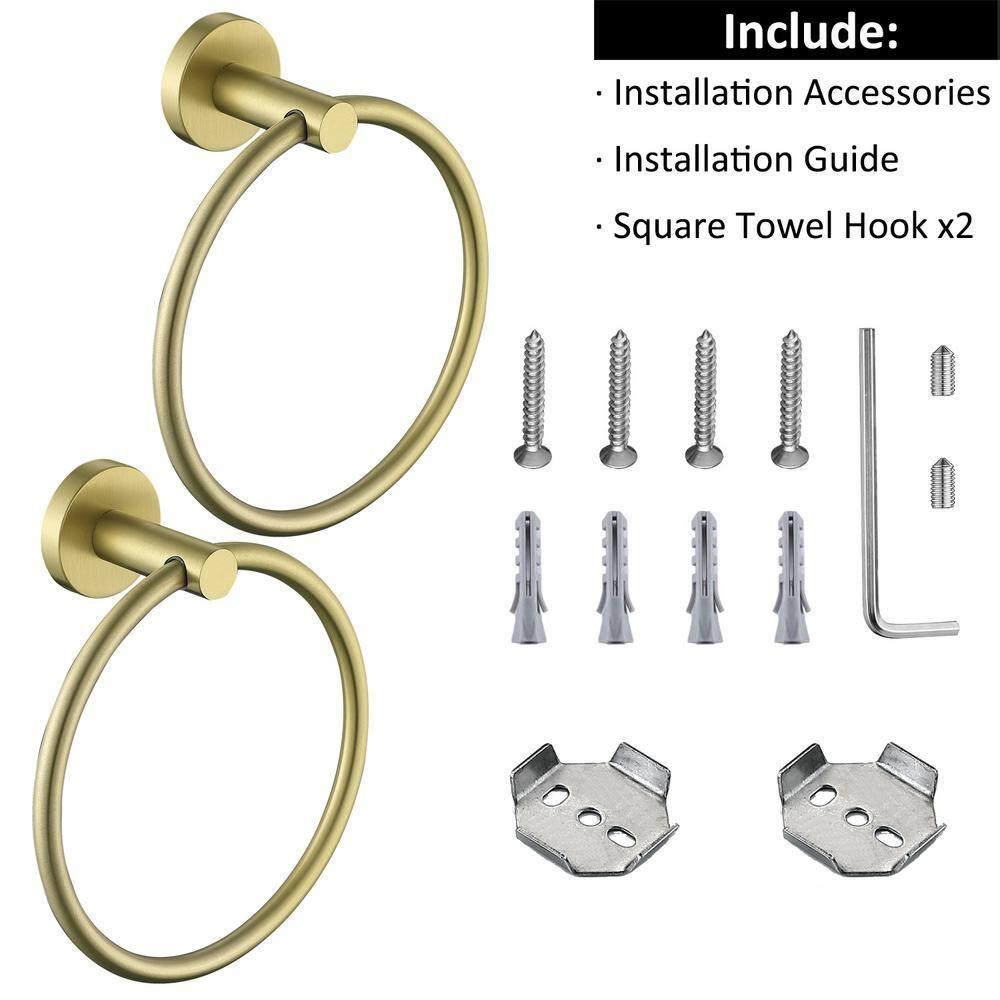 Bathroom Wall Mounted Towel Ring Towel Holder Hand Towel Bar in Stainless Steel Brushed Gold
