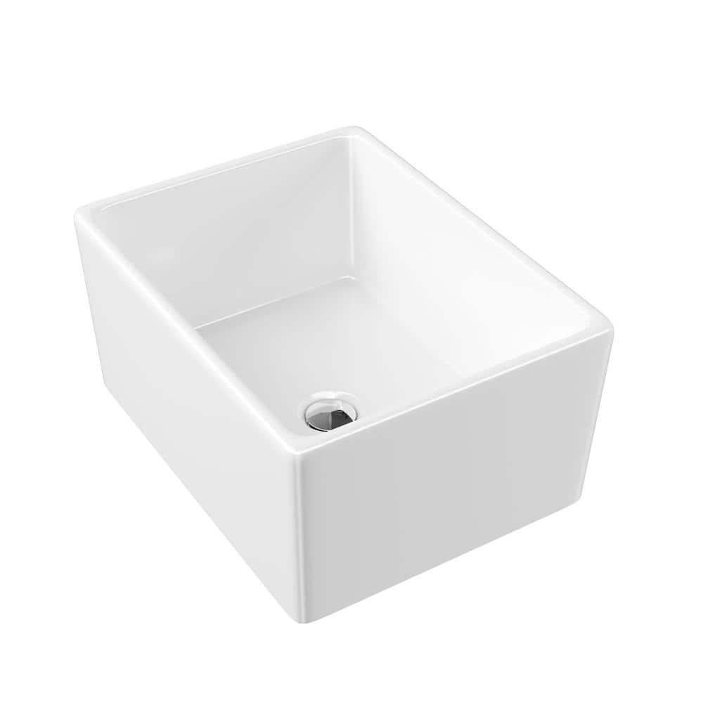 Denbigh 21" L x 16" W Farmhouse Apron-Front Kitchen Sink with Sink Grid and Pop-Up Drain, Laundry Sink