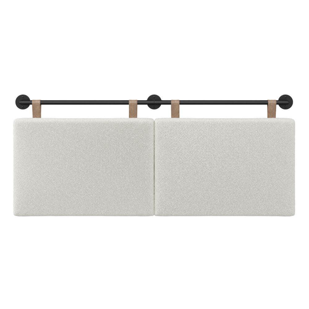 Full/Queen Charlie Boucle Kids' Headboard Cream - Nathan James: Wall Mounted MDF Upholstered Headboard
