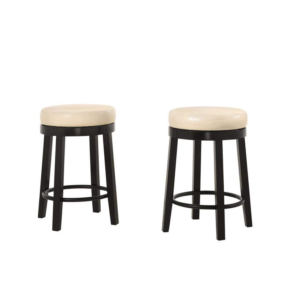 Carolina Classics Era Swivel 24" Counter Stool in Cream and Espresso (Set of 2)