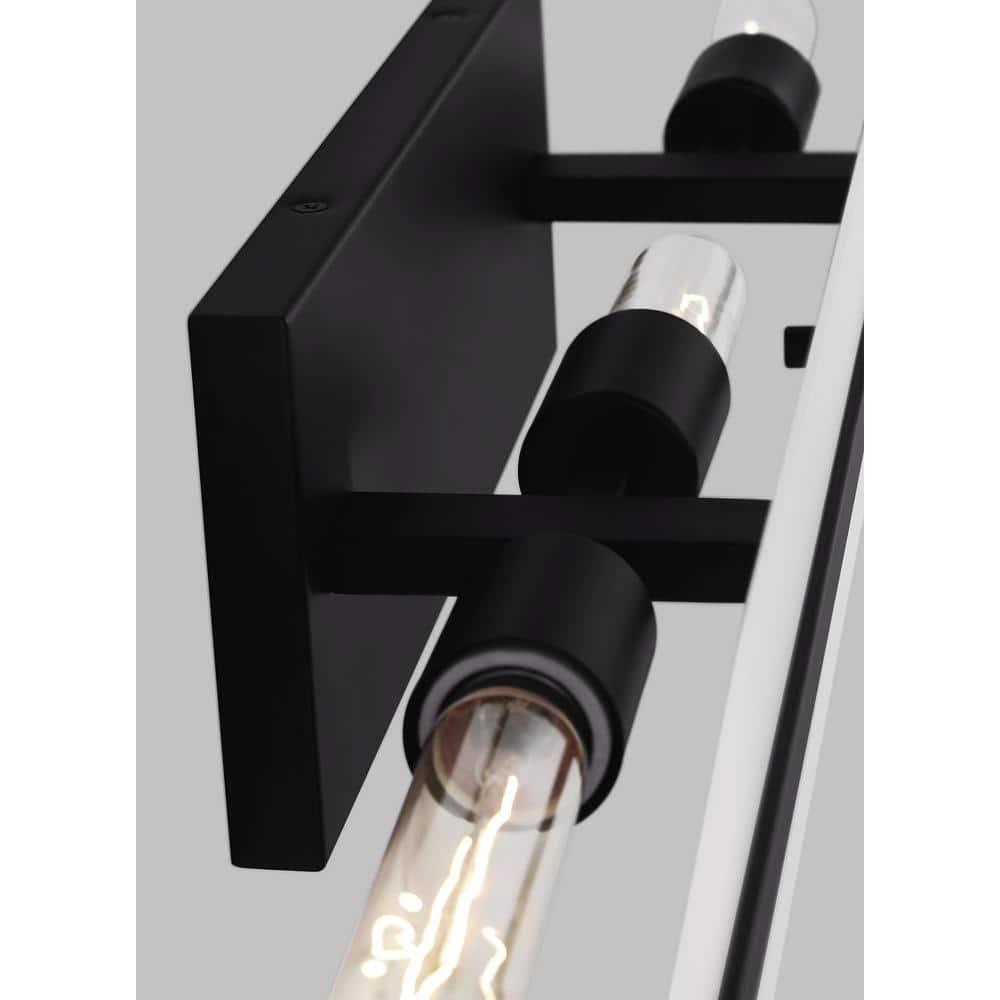 Midnight Black Satin Etched Glass 3-Light Vanity Fixture