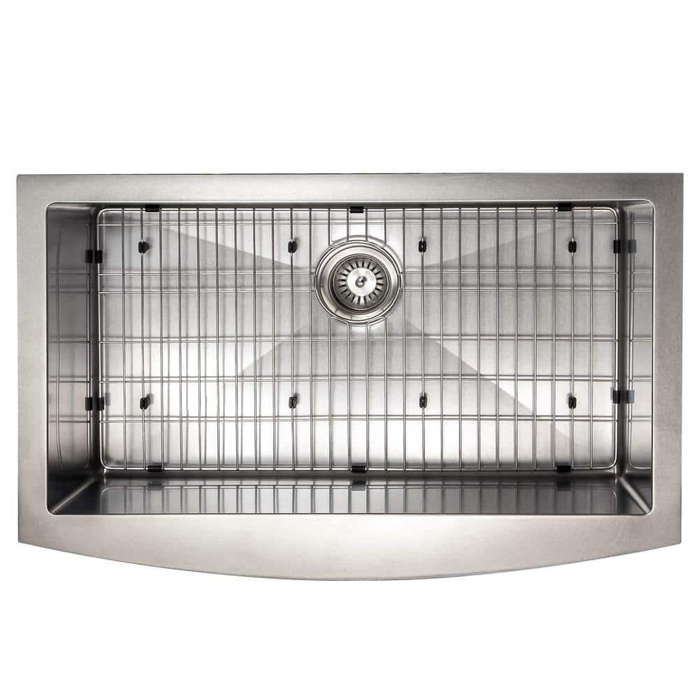 ZLINE 33 in. Vail Farmhouse Apron Mount Single Bowl DuraSnow Stainless Steel Kitchen Sink W/ Bottom Grid (SAS-33S)