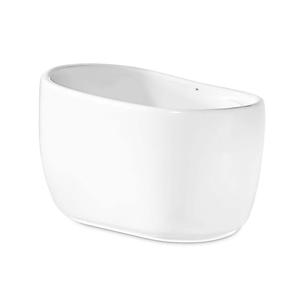 51" Streamline Freestanding Soaking Acrylic Bathtub With Drain and Bamboo Tray