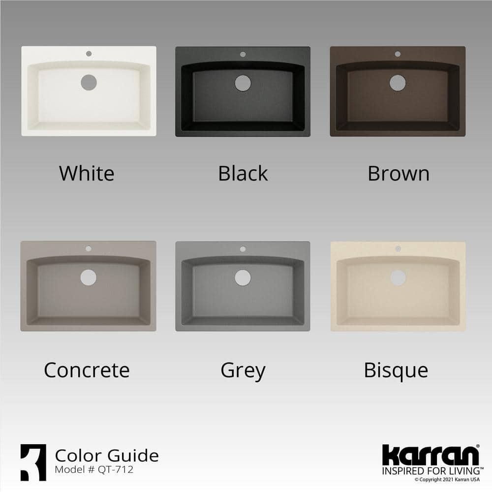Karran Drop-in Quartz Composite 33'' X 22'' 1-Hole Single Bowl Kitchen Sink