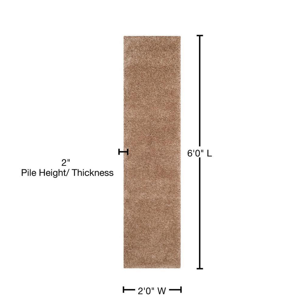 Milan Shag SG180 Power Loomed Indoor Runner Rug - Dark Beig - 2'x6' - Safavieh