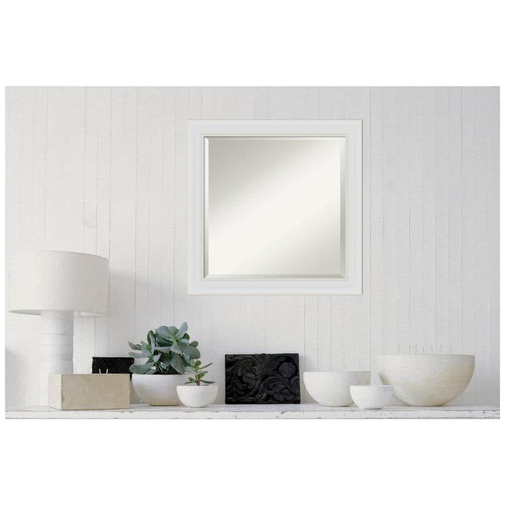 24" x 24" Flair Framed Bathroom Vanity Wall Mirror Soft White - Amanti Art: Satin Finish, Square Shape, No Assembly