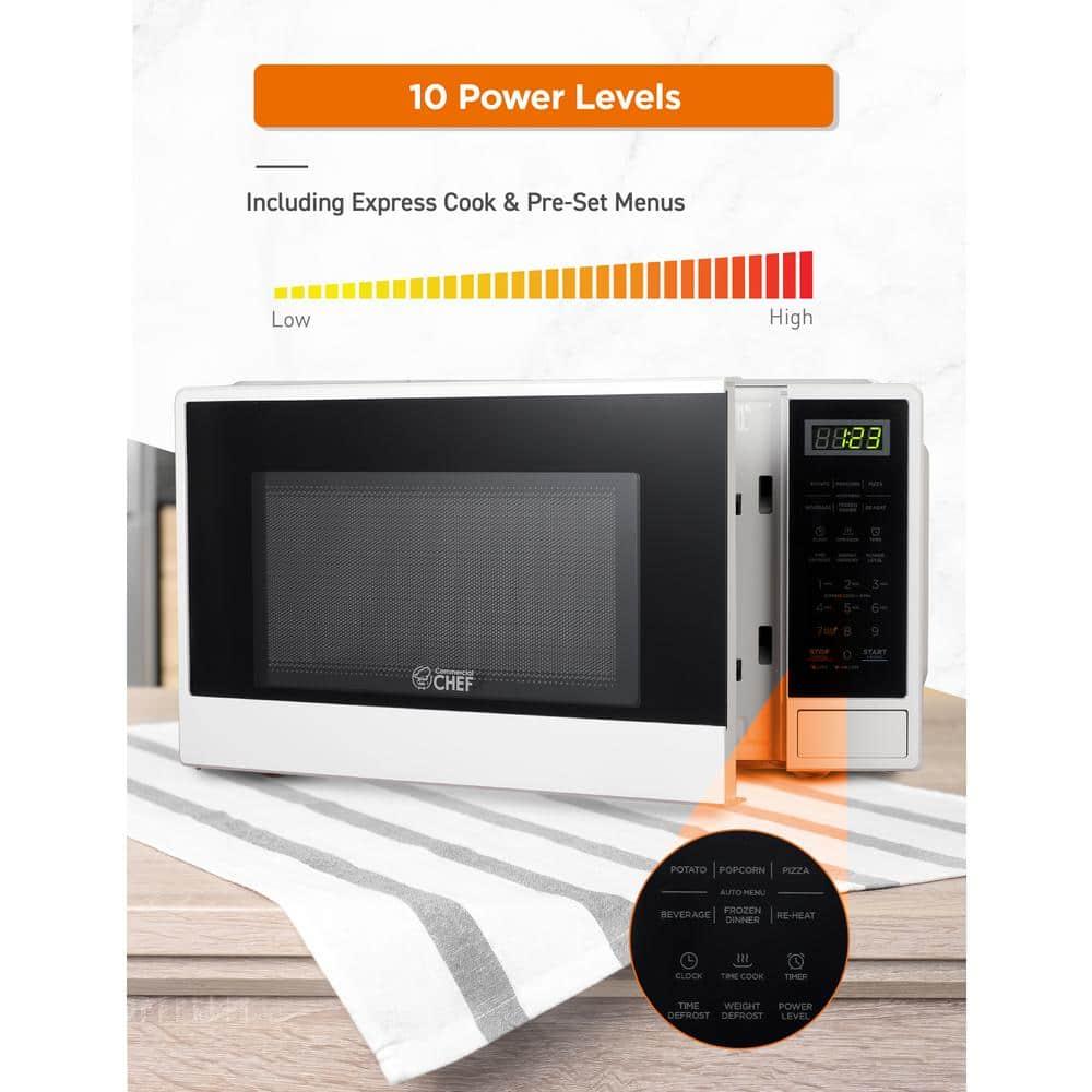 COMMERCIAL CHEF 1.1 Cu Ft Microwave with 10 Power Levels, Small Microwave with Push Button