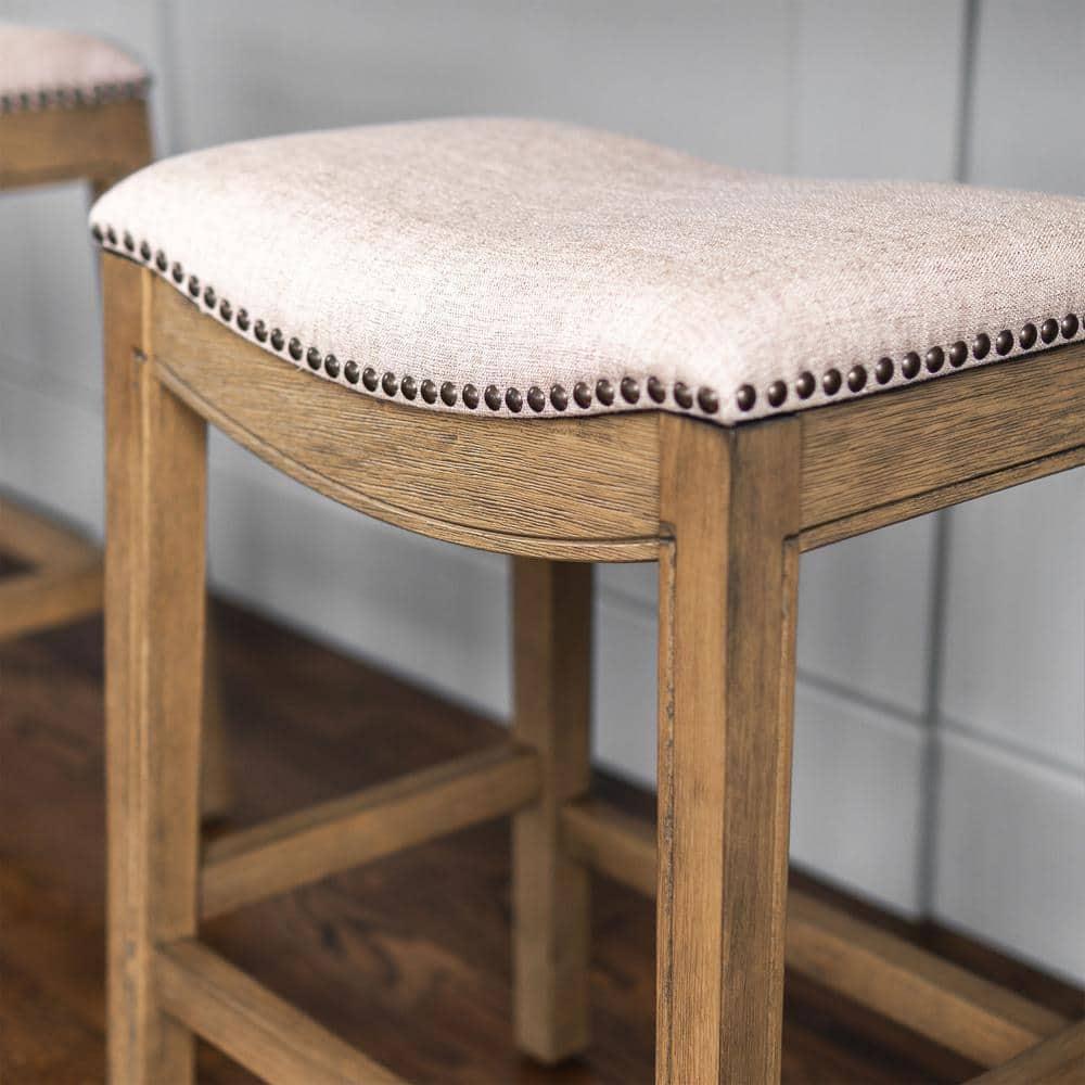 Maven Lane Maven Lane Adrien Backless Saddle Kitchen Stool with Fabric Upholstery