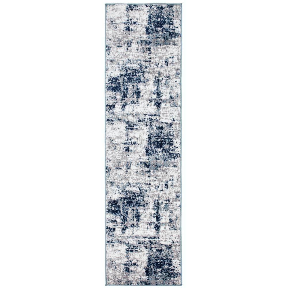World Rug Gallery Distressed Abstract Area Rug - Blue 2'7"x6'