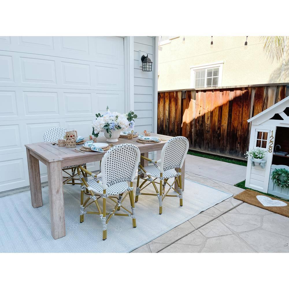 Bermuda BMU811 Machine Washable UV & Stain Resistant Non-Shedding Power Loomed Indoor/Outdoor Area Rug - Light Blue/Ivory - 6'7"x6'7" - Safavieh