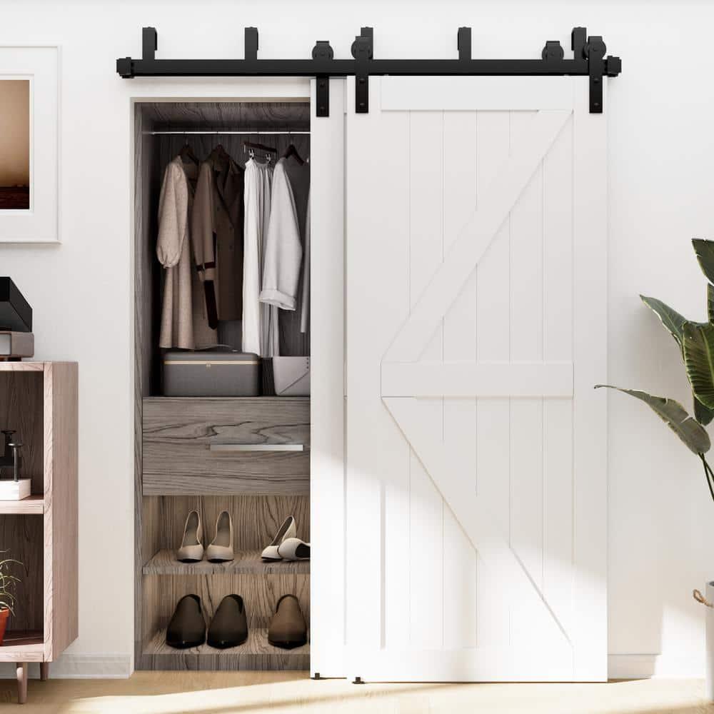 Lazio LAZ Sliding Double Bypass Double Door Barn Door Hardware Kit