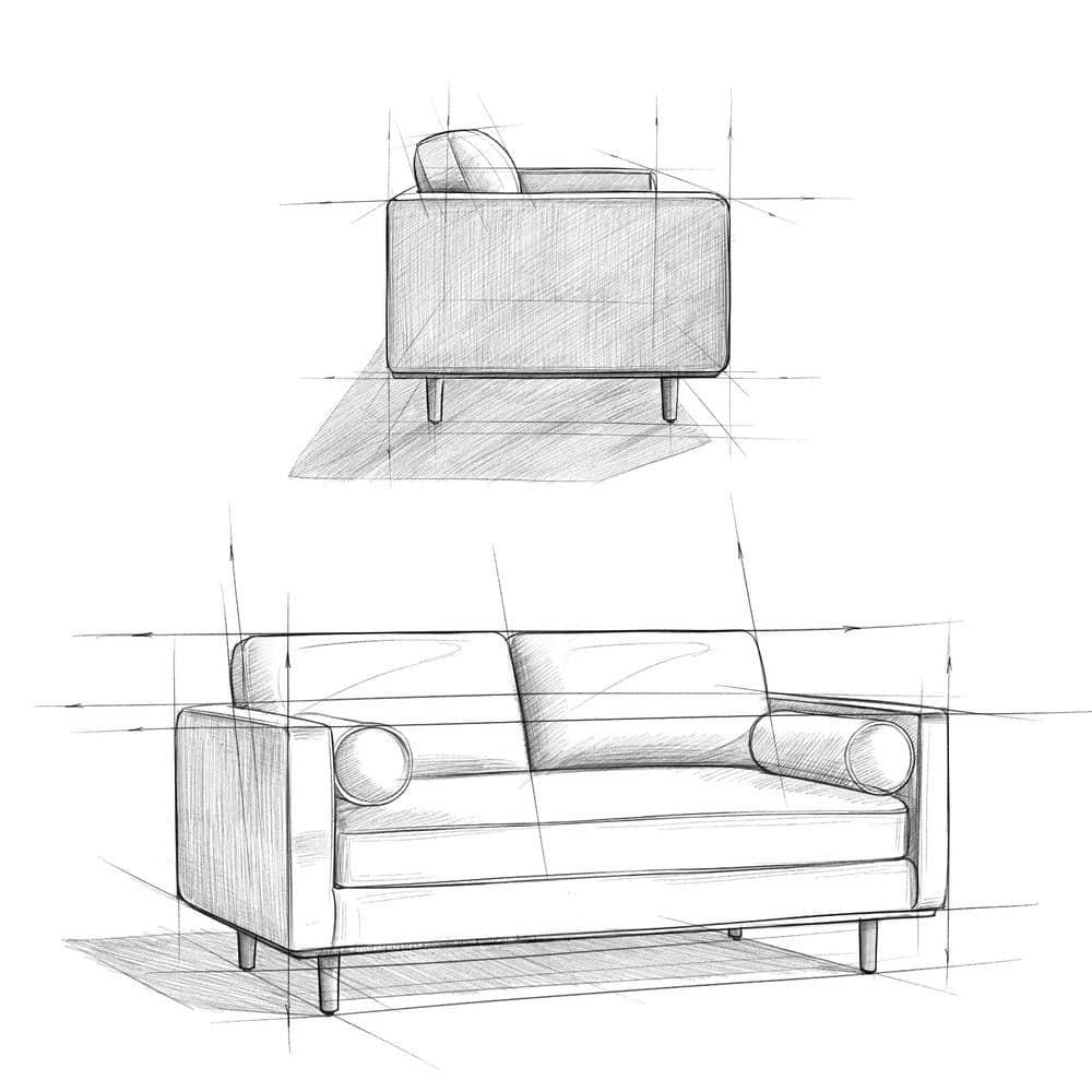 Simpli Home Morrison Genuine Leather Sofa, Mid-Century Modern Couch for Living Room, Handcrafted with Removable Cushions