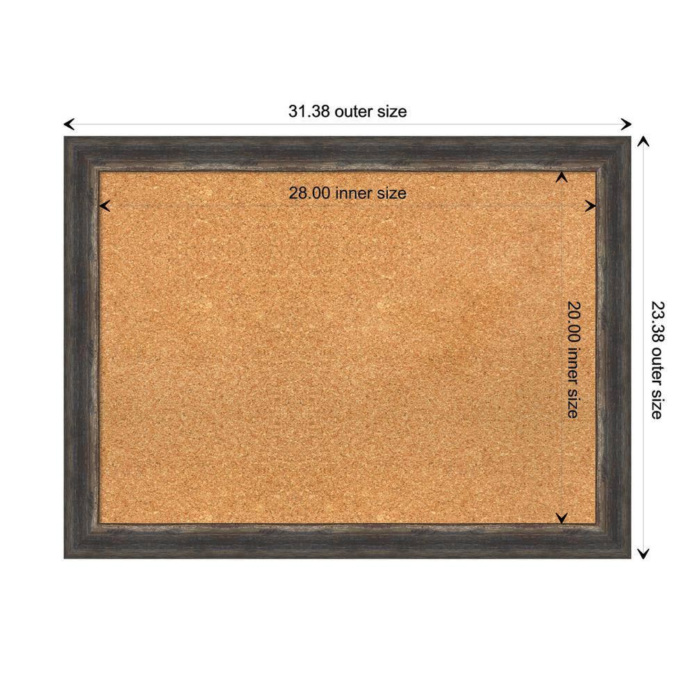 Amanti Art Natural Cork Board Framed Bark Rustic Char Narrow Bulletin Board 31 in. x 23 in.