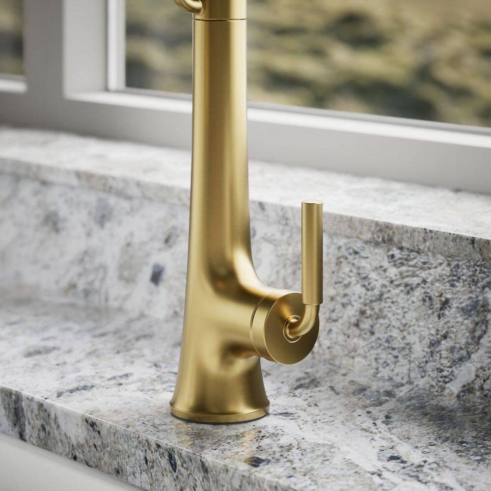 Kohler Tone Single Handle Semi-Professional Pre-Rinse Kitchen Sink Faucet with Three-Function Pull Down Sprayer