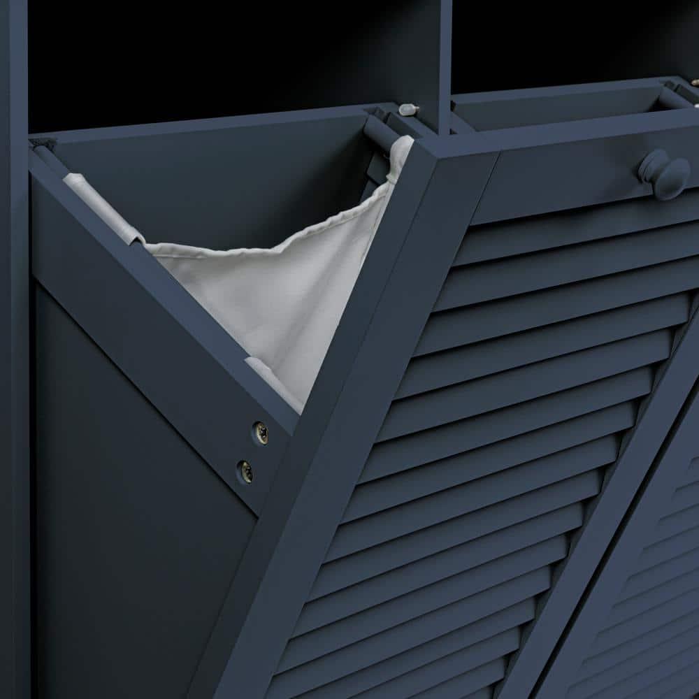 Tilt-out Cabinet Laundry Sorter with Shutter Front, Navy