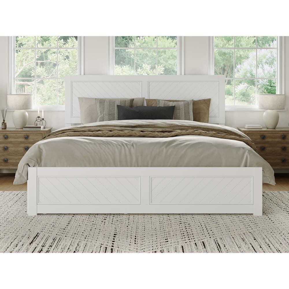 AFI Canyon White Solid Wood Platform Bed with Matching Footboard & Storage Drawers, King