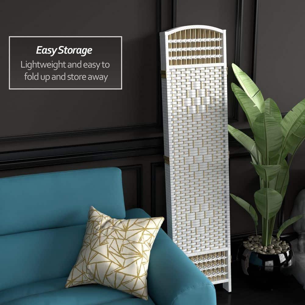 5 1/2 ft. Tall Fiber Weave Room Divider - White (4 Panels)