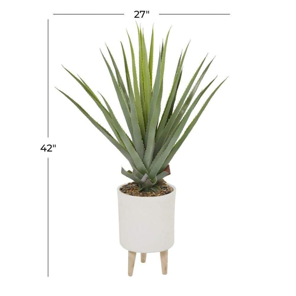 DecMode 42" Artificial Agave Plant in Realistic Leaves and White Ceramic Pot