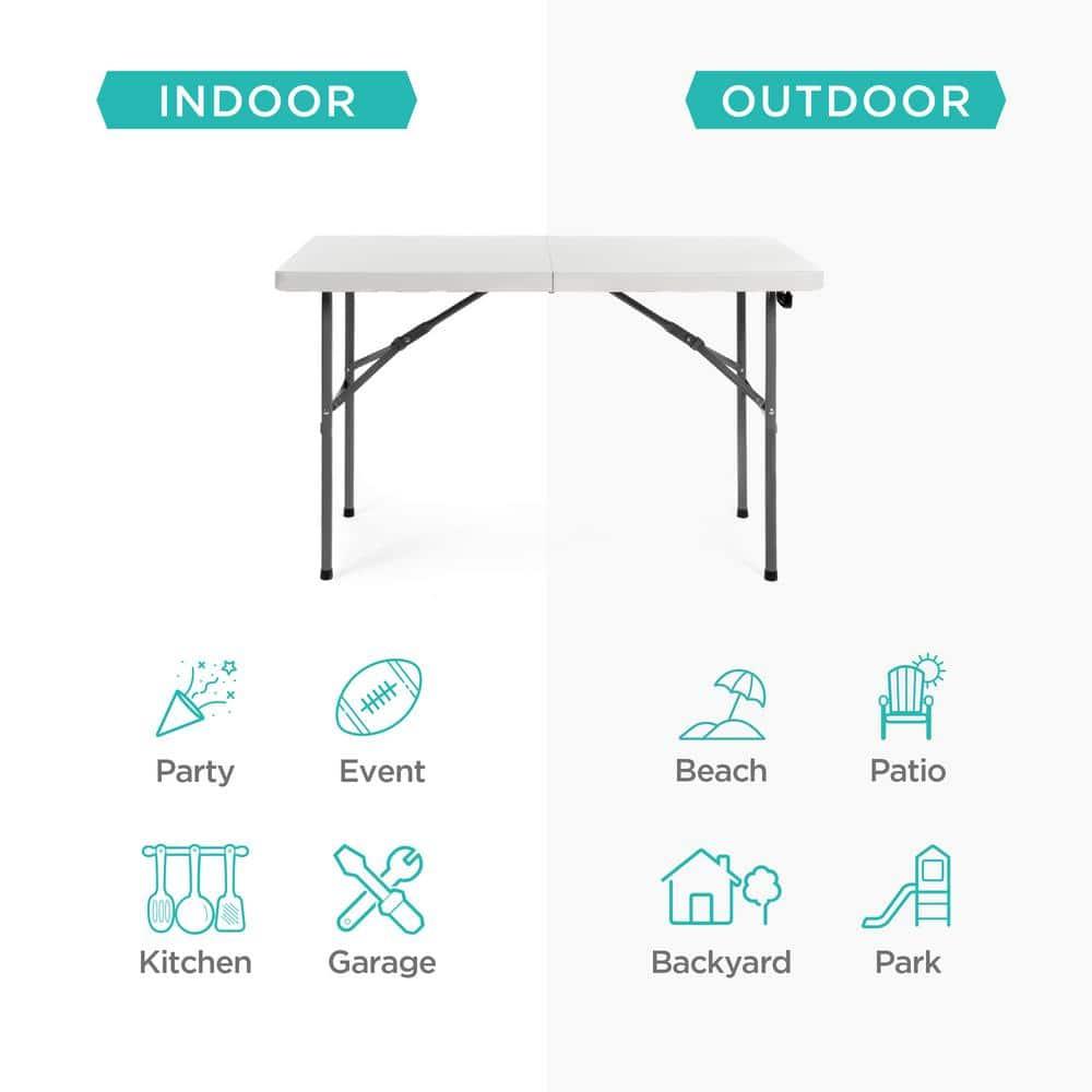 Best Choice Products Plastic Folding Table, Indoor Outdoor Heavy Duty Portable w/ Handle, Lock for Picnic