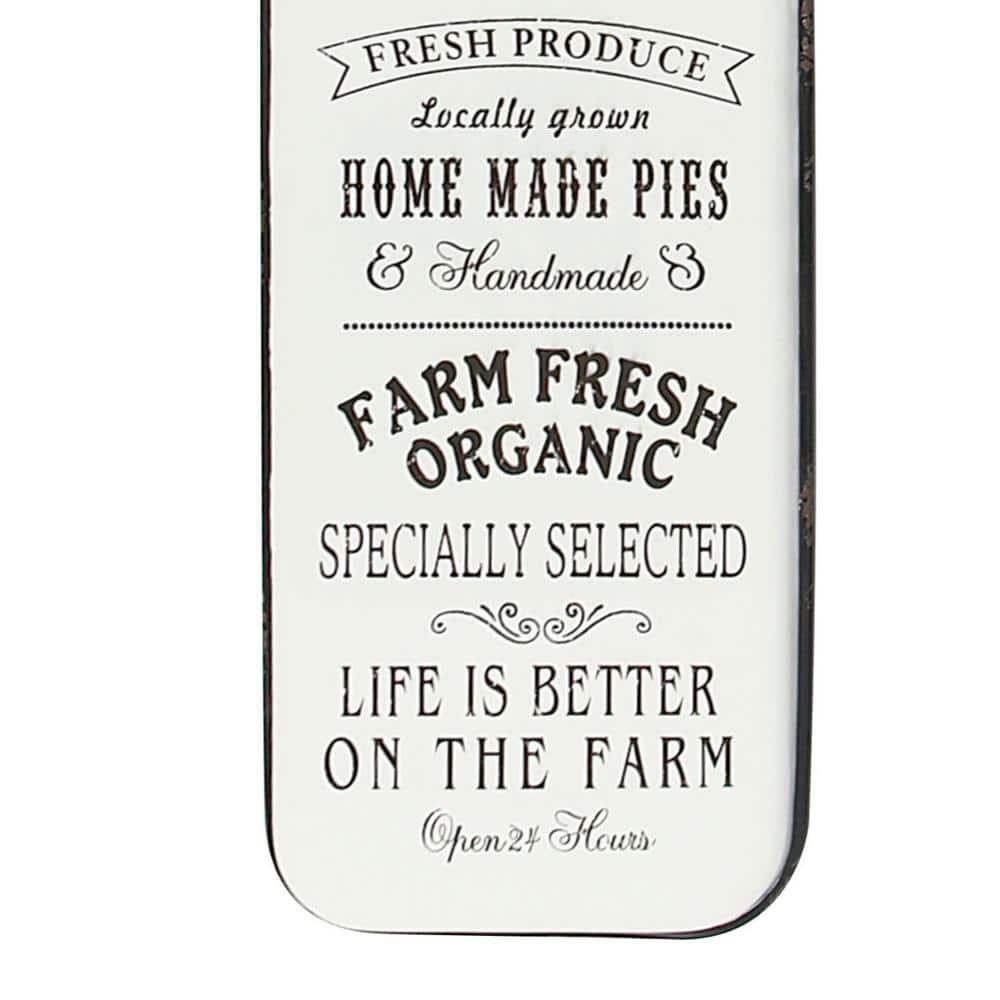 42" x 16" Vintage Country Iron Farmhouse Metal Sign Wall Decor Black - Olivia & May: Glazed White Rectangular Panel