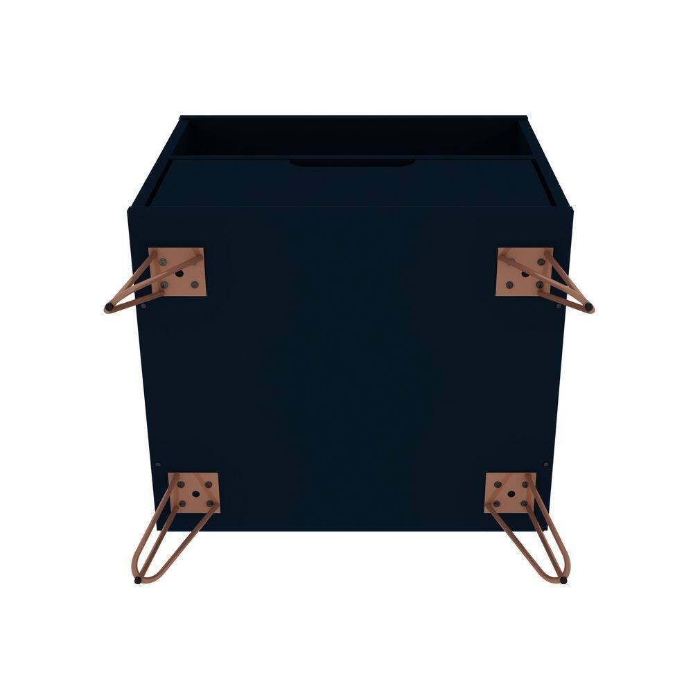 Manhattan Comfort 1.0 Rockefeller Nightstand Blue: Modern Bedside Table with Storage, Shelving & Metal Glides