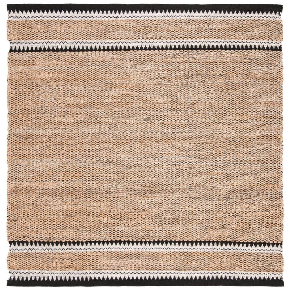 Natural Fiber NF874 Hand Woven Indoor Area Rug - Natural/Black - 7'x7' - Safavieh