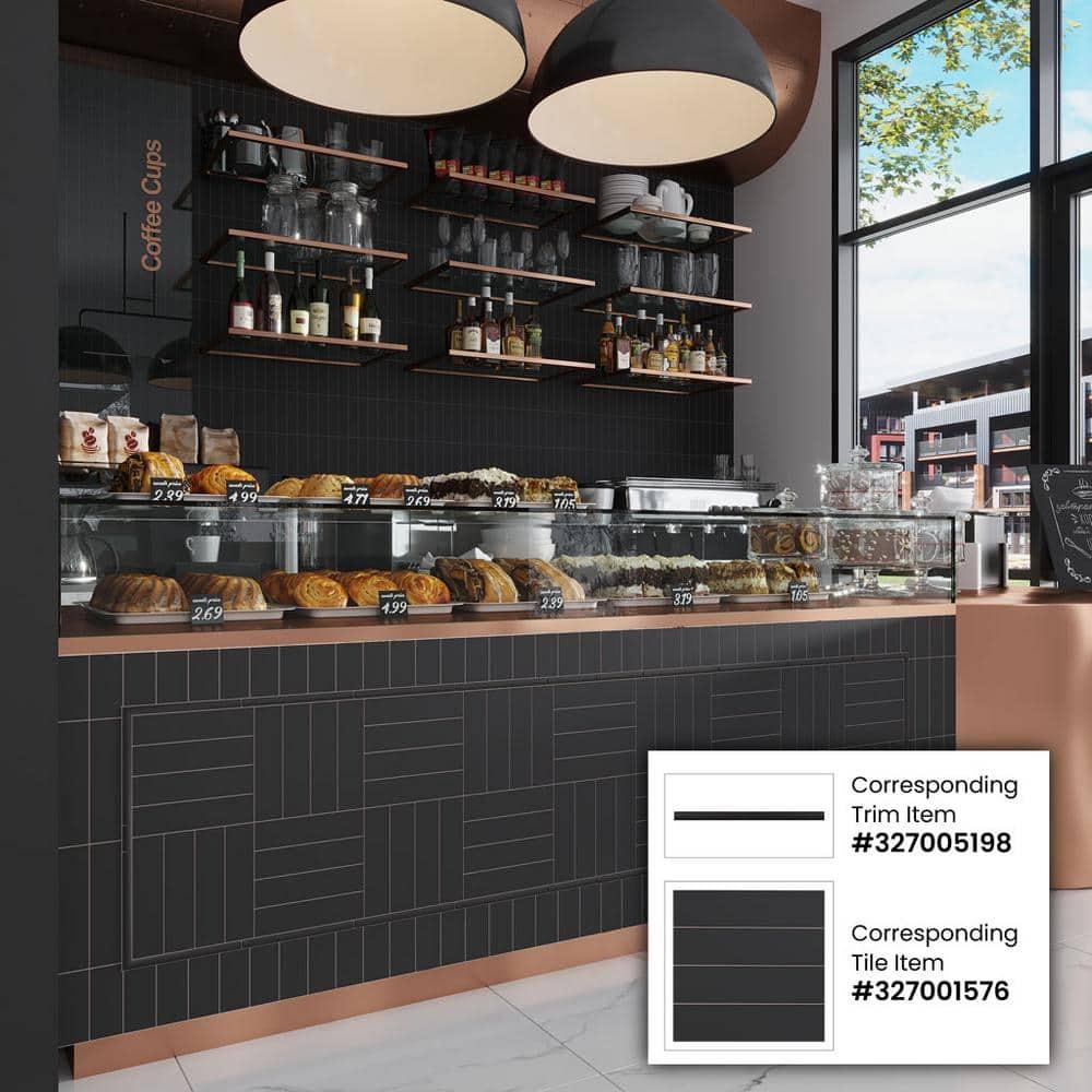 Arte 0.47 in. x 7.87 in. Matte Black Ceramic Pencil Tile Trims (0.3 sq. ft./case) (10-pack)