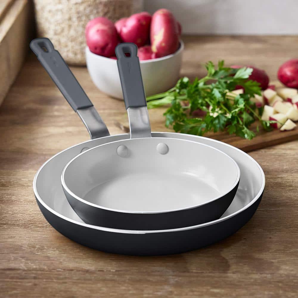 Bobby Flay 2pk (8" & 10") Ceramic Nonstick Aluminum Fry Pan Set Graphite Gray: Dishwasher-Safe, Lifetime Warranty