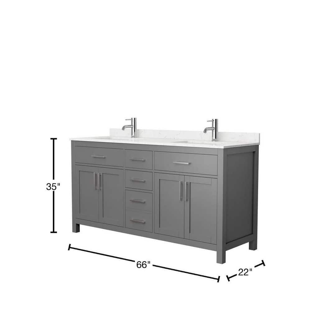 Beckett 66" Freestanding Double Bathroom Vanity with Cultured Marble Top