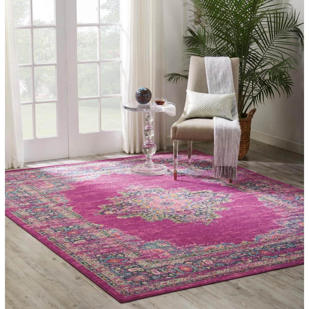 Nourison Passion Medallion Bohemian Indoor Rug Fuchsia 8' x 10'