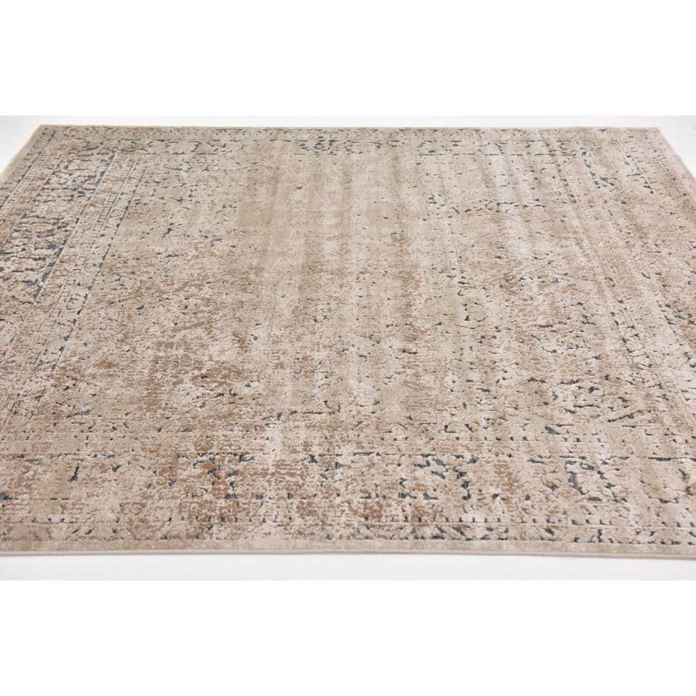 Unique Loom Chateau Collection Area Rug - Jefferson (7' 1" Square Beige/Light Brown)