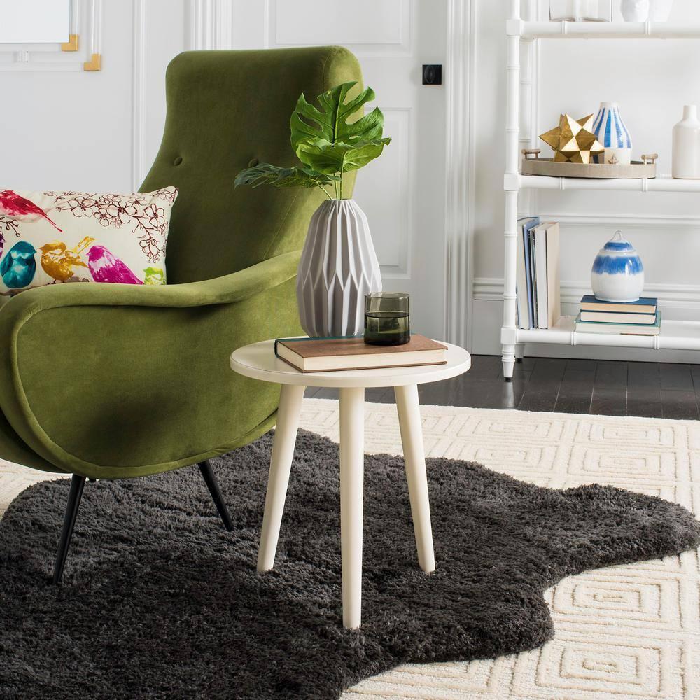 Orion Round Accent Table - Vintage White - Safavieh.