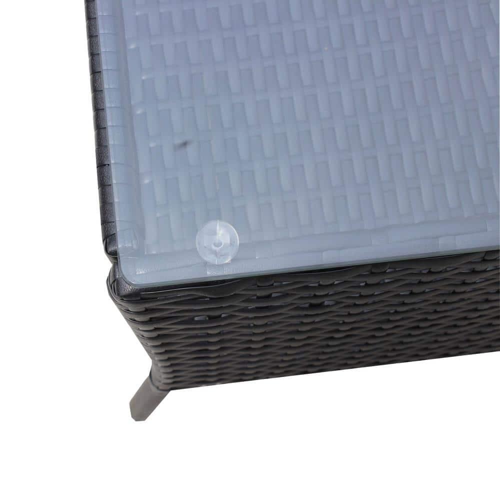 Seizeen Outdoor Patio Conversation Set, 4 Pieces Rattan Patio Set with Cushion, Patio Deck Yard Furniture Sofa Set, New Outdoor Coffee Table & Chairs, Green Cushion and Black Rattan