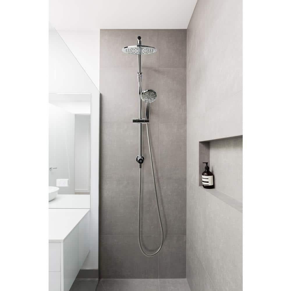 Chrome Dual Shower Head with Handheld Spray and Adjustable Height