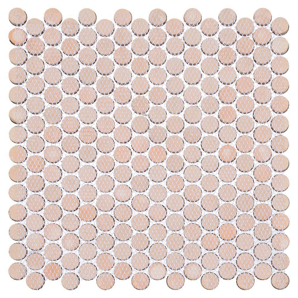 Orb 3/4" Metal Penny Round Mosaic Tile Shower Wall, Kitchen Backsplash and Wall Tile