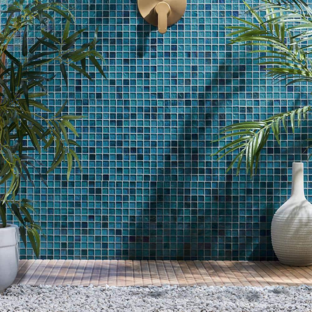 Speckle 11.73" x 11.73" Iridescent 1" Squares Glass Mosaic Wall Tile (0.95 Sq. Ft. / Sheet)