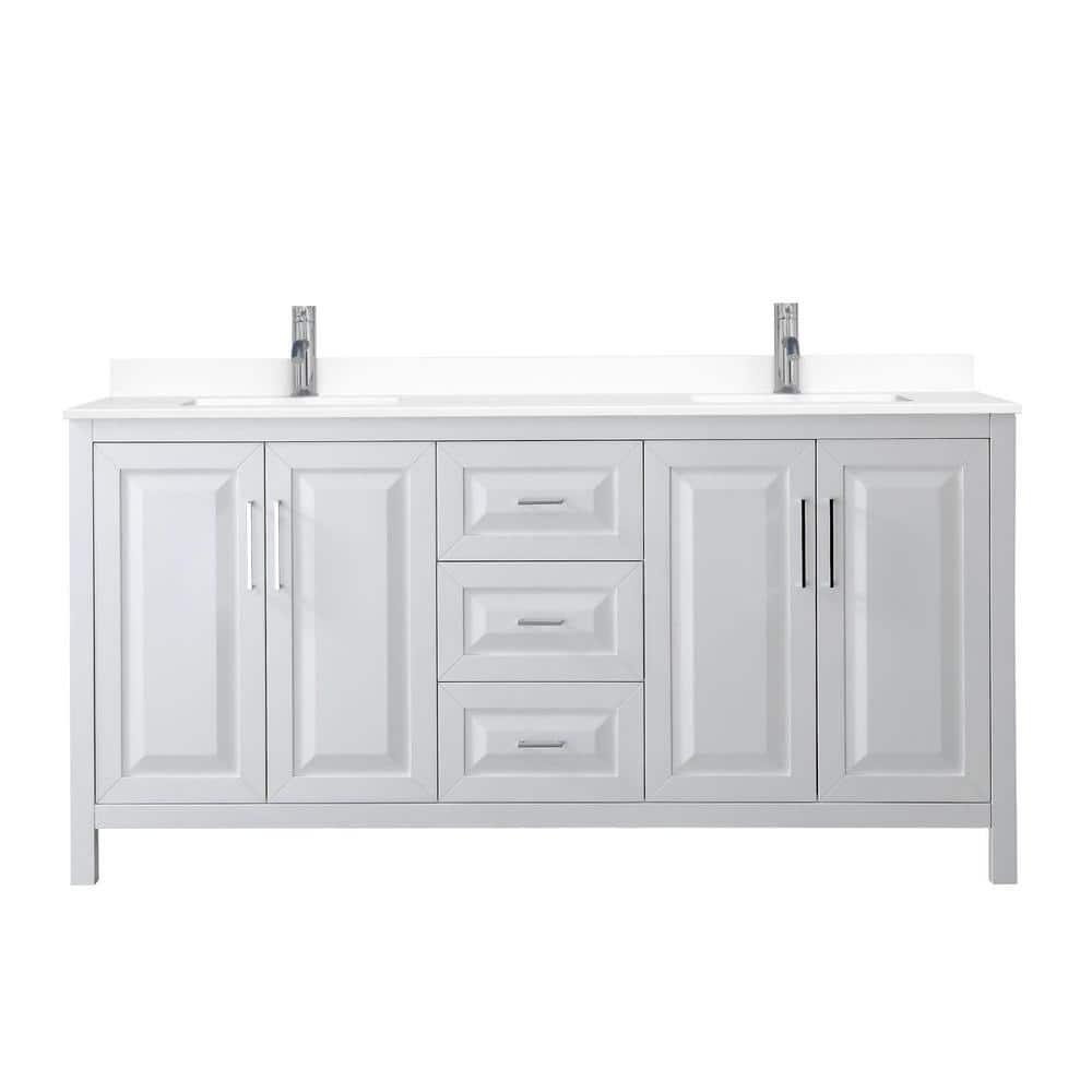 Wyndham Collection Daria 72'' Double Bathroom Vanity with Carrara Marble Top