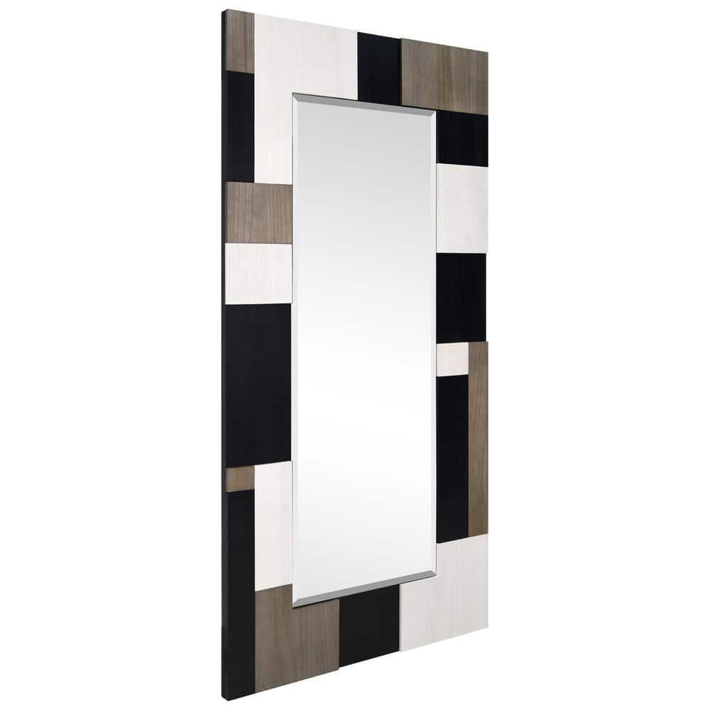 Empire Art Direct "Geometric Blocks" Hand Made Solid Paulownia Wood Beveled Leaner Mirror size 80" x 40"