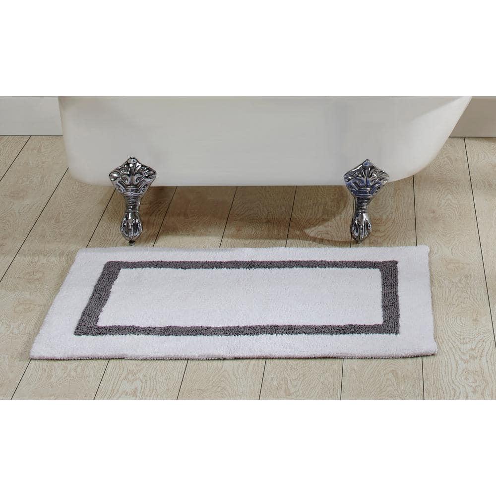 24"x40" Hotel Collection Bath Rug White/Gray - Better Trends: Cotton, Tufted, Machine Washable