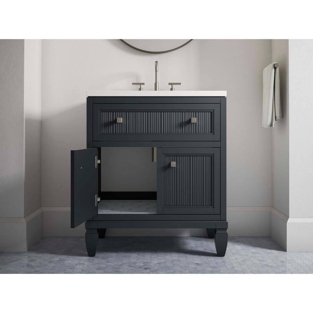Hearthaven 30'' Free Standing Single Bathroom Vanity Cabinet with Sink and Quartz Top