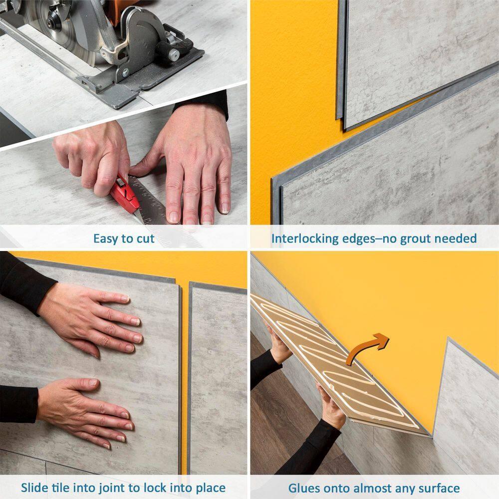 Palisade 25.6 in. x 14.8 in. Interlocking Vinyl Waterproof Wall Tiles