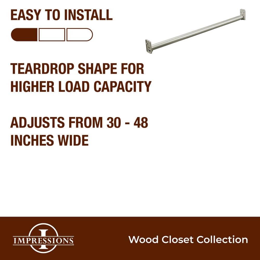 ClosetMaid Impressions 30 in. - 48 in. Satin Nickel Adjustable Teardrop Closet Rod