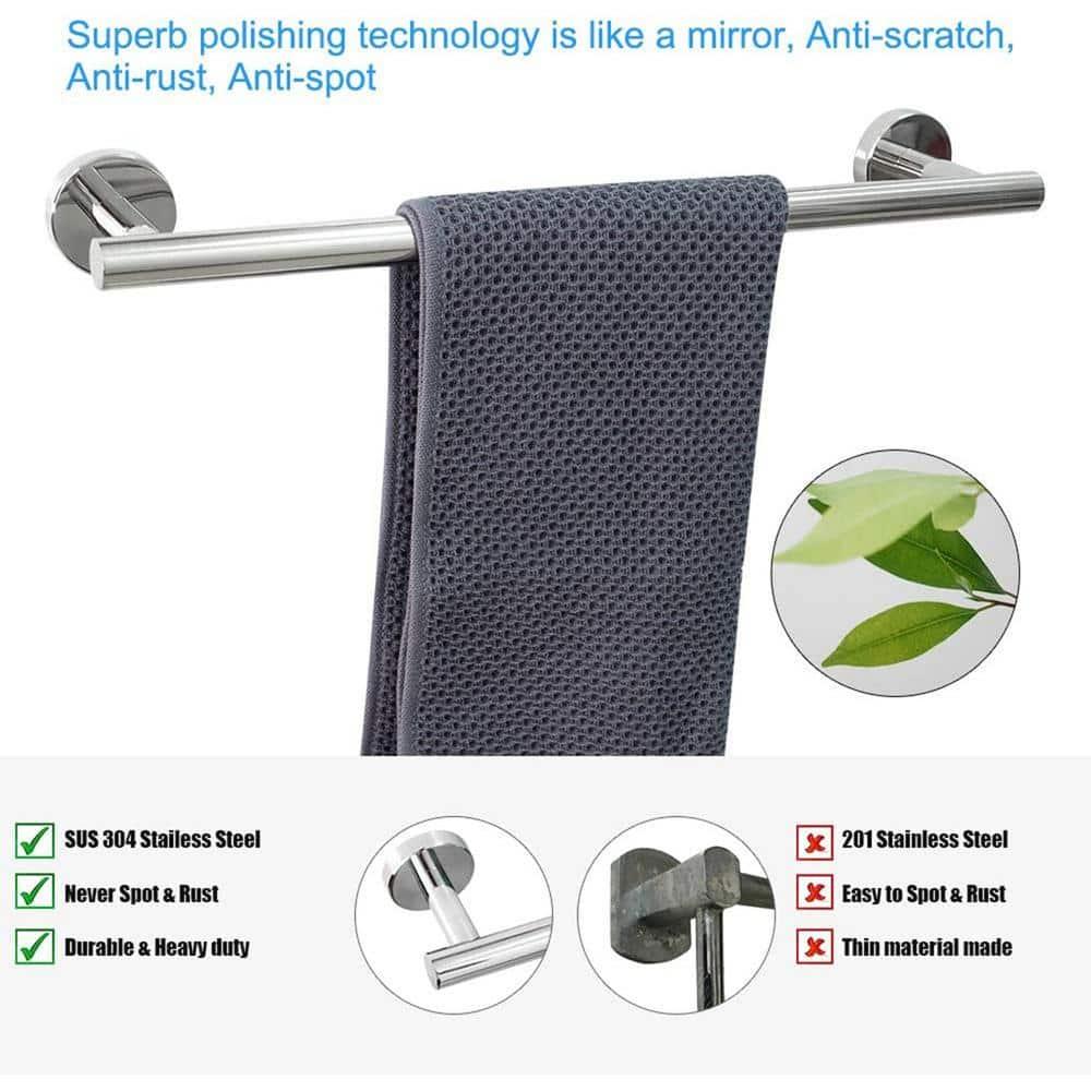 Nolimas Polished Chrome Bath Towel Bar Single Bars Towel Rack Rod Classic Wall Mounted Stainless Steel Bathroom Towel Bar Toilet Kitchen Towel Shelf Single Layer,9inch