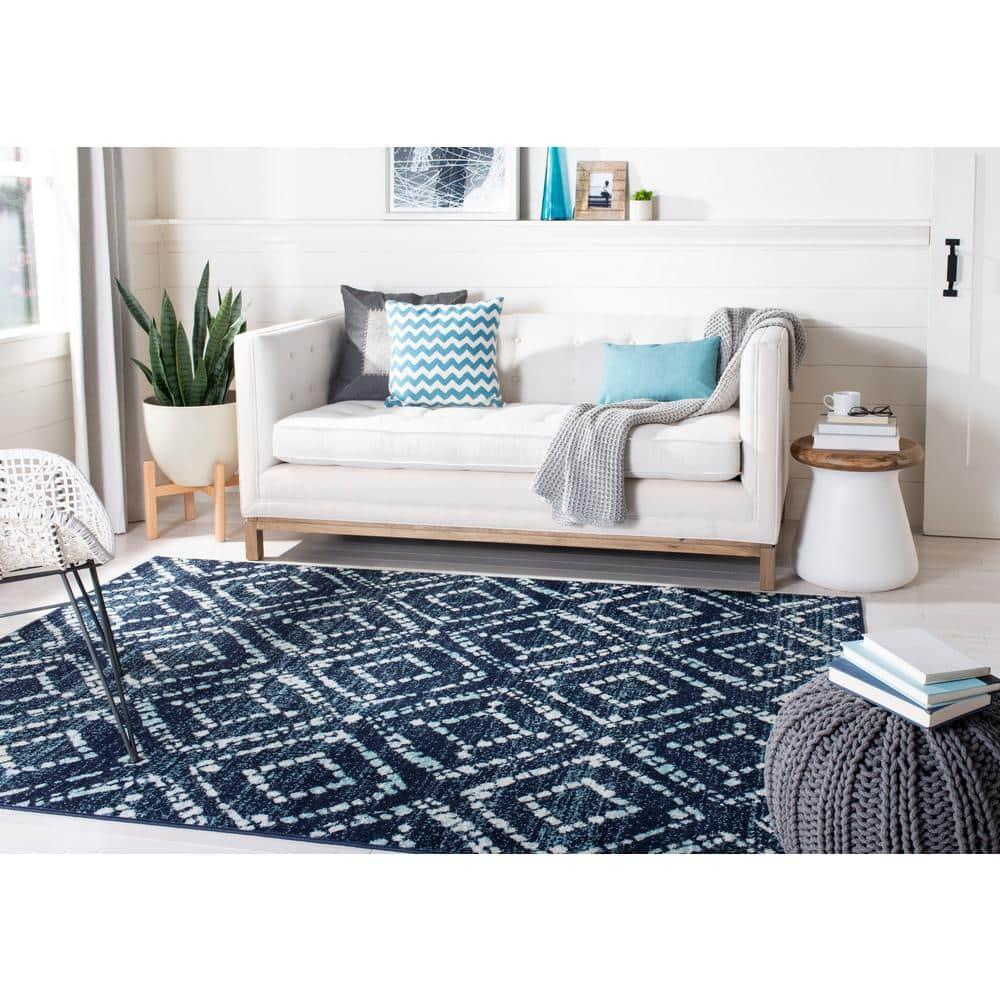 Adirondack ADR131 Machine Made Indoor Area Rug - Navy/Ivory - 8'x10' - Safavieh