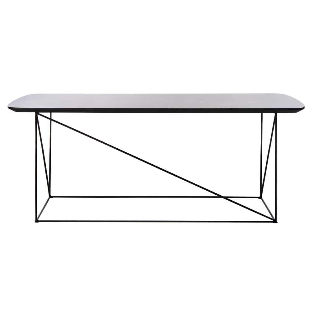 Rylee Rectangle Coffee Table - Dark Sandstone/Black - Safavieh