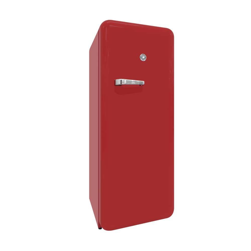 Brama 9.2 Cu.Ft. Retro Red Top-Freezer Refrigerator with Solid Steel Door