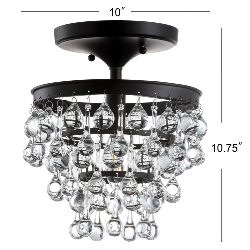 JONATHAN Y Toronto 10" Metal/Crystal LED Flush Mount, Oil Rubbed Bronze