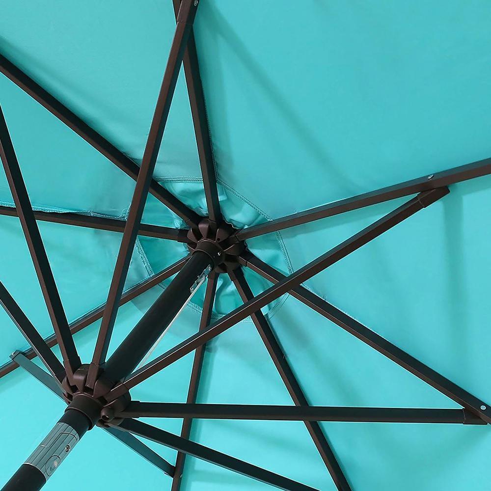 Westin Outdoor 9 Ft Umbrella with Round Resin Plastic Base Weight Included for Patio Garden UV Water Weather Resistant, Turquoise